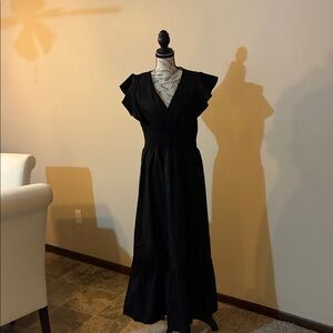 Molly Bracken Black Maxi Dress with Ruffle Sleeves from Monkees